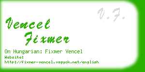 vencel fixmer business card